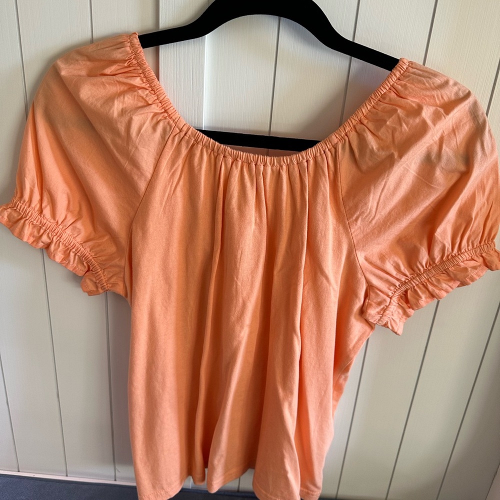 J. Crew Peach Puff Sleeve Blouse
